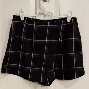 Plaid Black and Brown Women's Skort